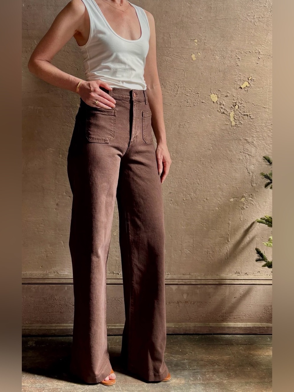 New le jeans Virginia  High-Rise Wide Leg Jeans in Chocolate Brown